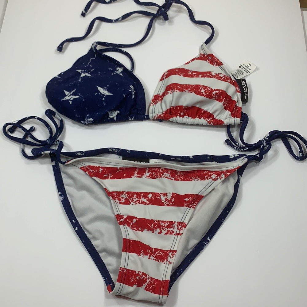 Joe Boxer Patriotic Bikini Top L — Bottom Med